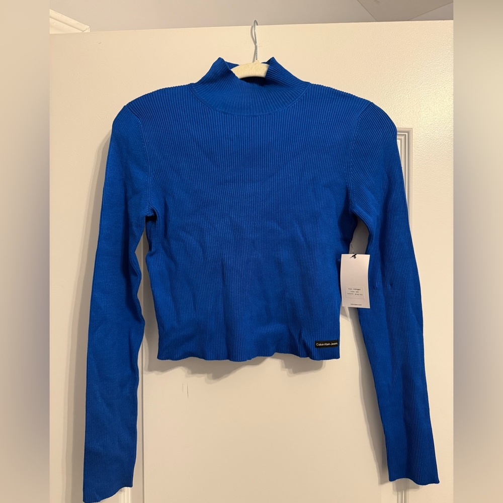 Calvin Klein Women's Vibrant Blue Long Sleeve Turtleneck Top
